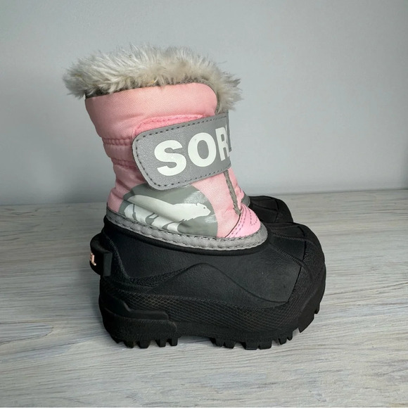 Sorel Toddler Girls Pink Snow Commander Faux Fur Fleece Lined Winter Boots - Picture 1 of 9